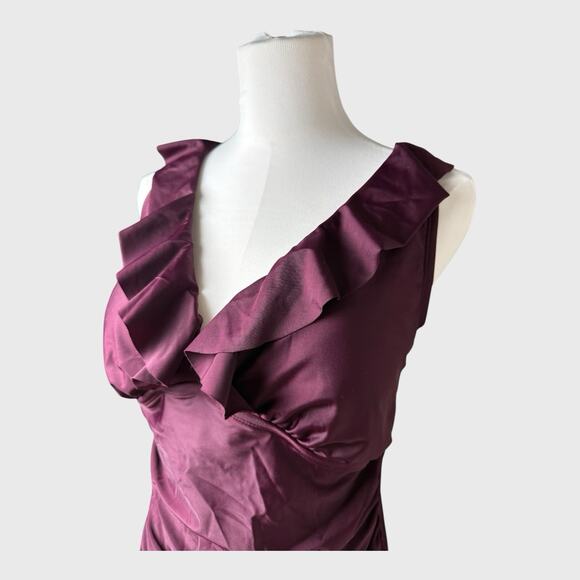 Kona Sol Womens One Piece Shirred Wrap Swimsuit Size 14W Purple Tummy Control - Picture 4 of 16